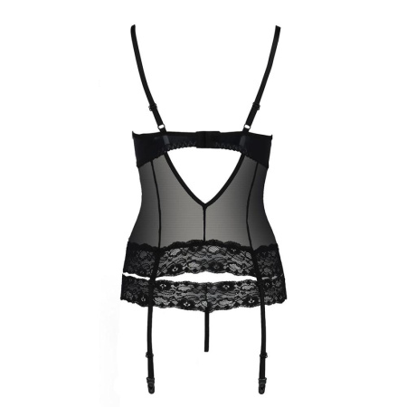 Корсет с открытой грудью NORTH CORSET black S/M - Passion Exclusive, пажи, трусики, шнуровка || 