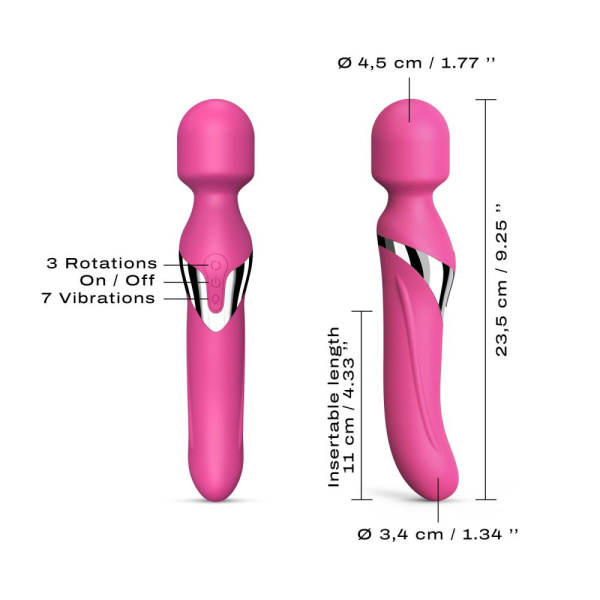 Вибромассажер 2-в-1 Dorcel Dual Orgasms Magent классический массажер и вибратор с жемчужным массажем
